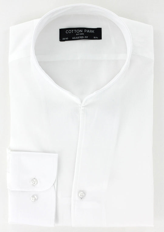 Chemise col indien en satin de coton blanc
