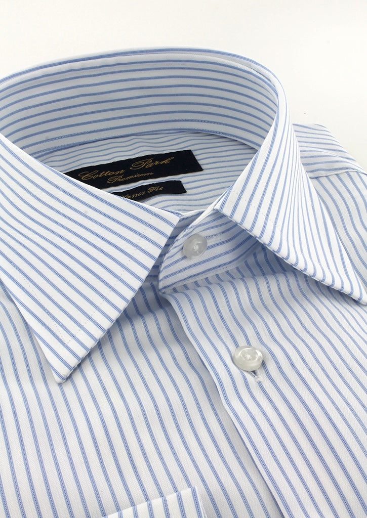 Chemise classique rayures bleu ciel motif chevron