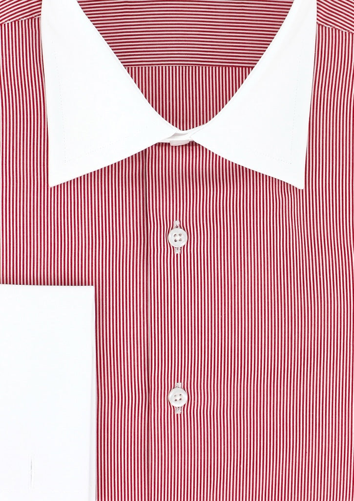 Chemise Business Rayures Rouges Chemise rayures rouges col et poignets mousquetaires blancs | Cotton Park