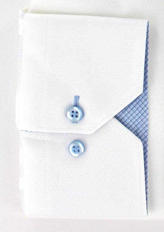 Chemise homme blanche col boutonné avec contraste bleu ciel