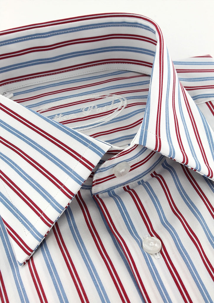 Chemise Business Rayures Rouges Chemise à rayures rouges et bleues double retors | Cotton Park