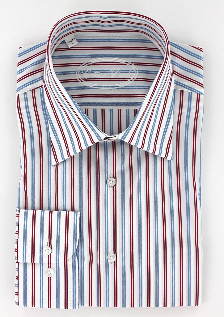 Chemise Business Rayures Rouges Chemise à rayures rouges et bleues double retors | Cotton Park