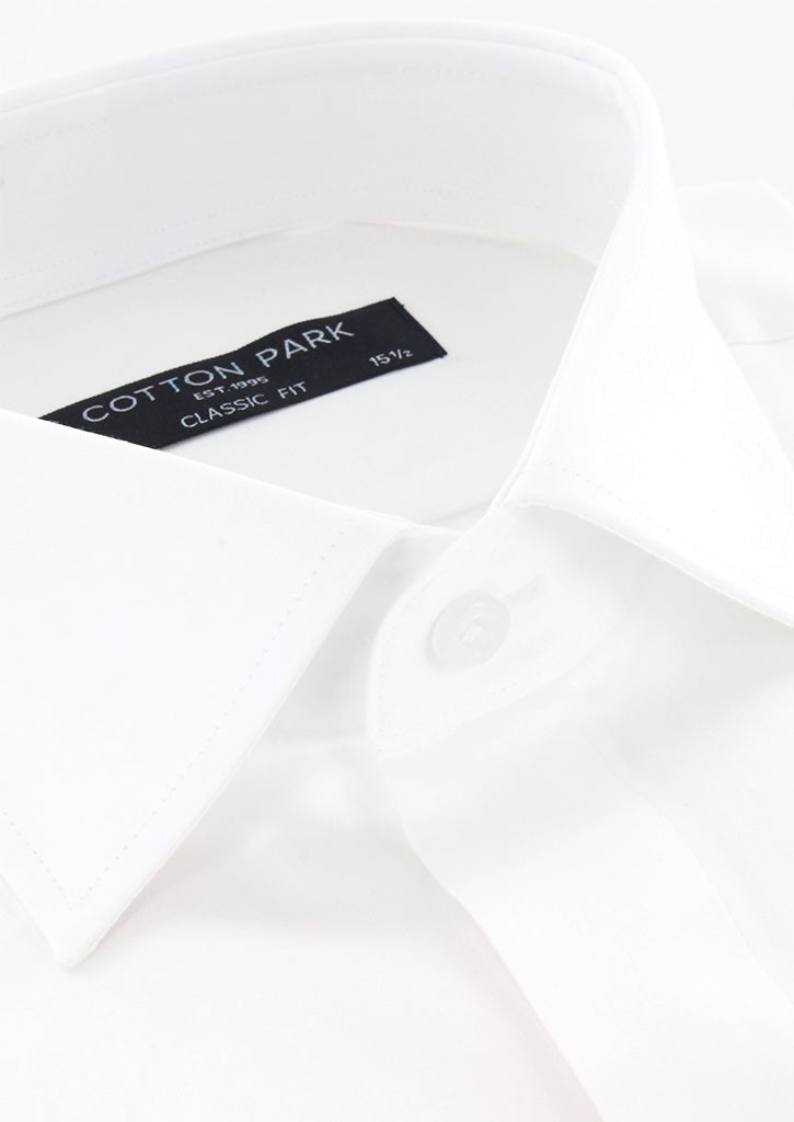 Chemise classique blanche gorge cachée | Cotton Park
