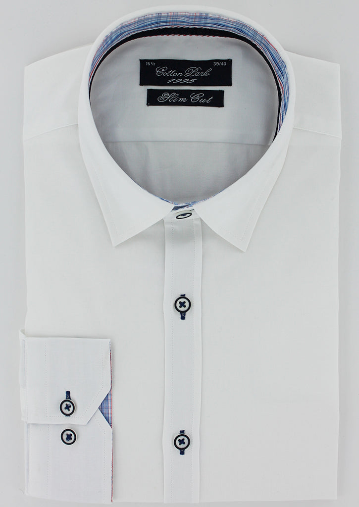 Chemise Oxford blanche opposition carreaux