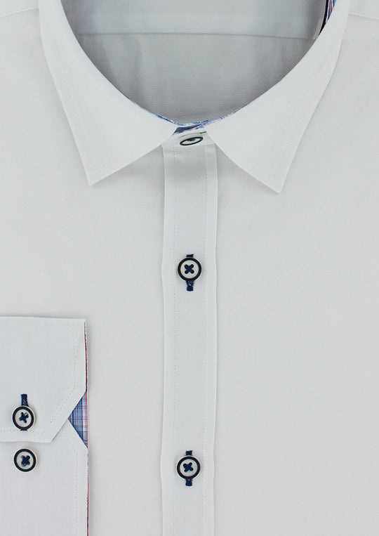 Chemise Oxford blanche opposition carreaux