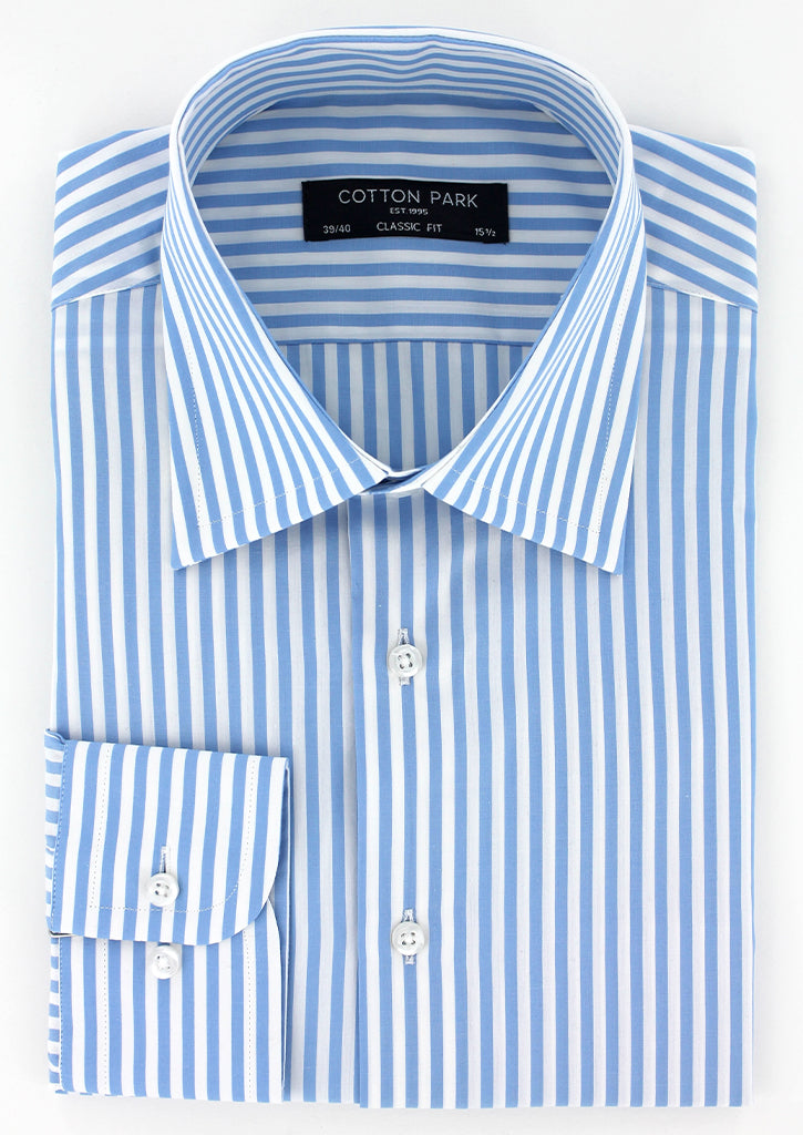 Chemise classique à rayures bâtons bleu ciel