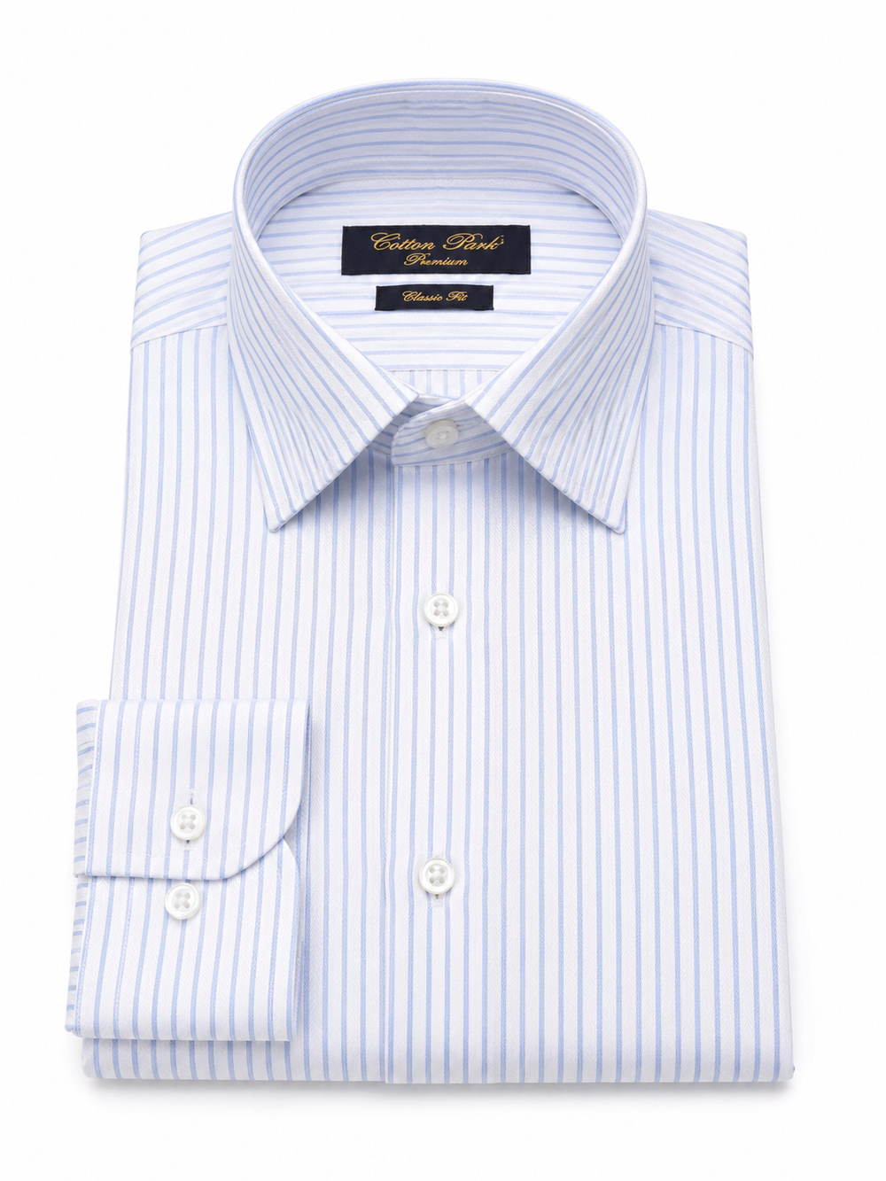 Chemise classique rayures bleu ciel motif chevron