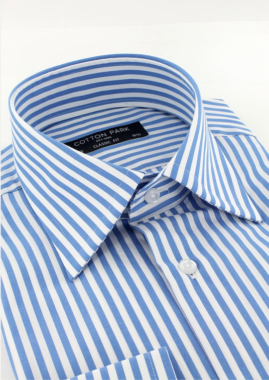 Chemise classique rayures bâtons bleu clair