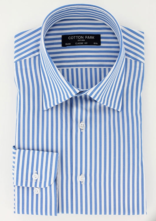 Chemise classique rayures bâtons bleu clair