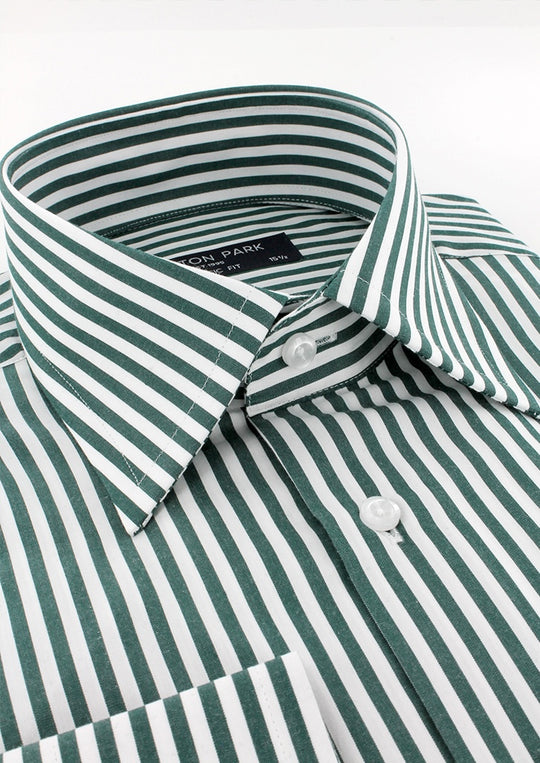 Chemise classique à rayures bâtons vertes
