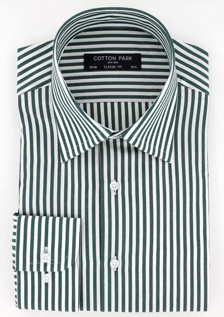Chemise classique à rayures bâtons vertes