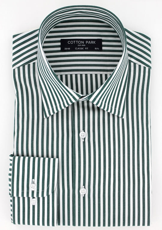Chemise classique à rayures bâtons vertes