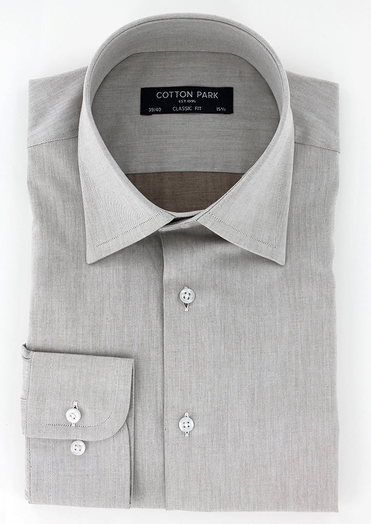 Chemise classique en twill de coton beige
