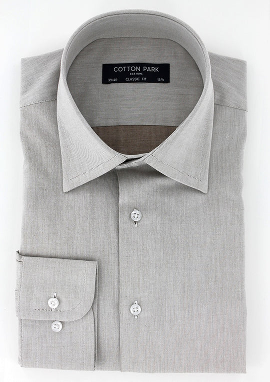 Chemise classique en twill de coton beige