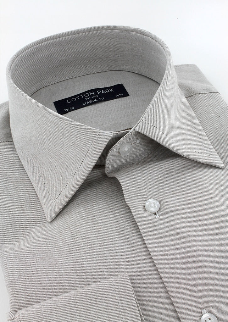 Chemise classique en twill de coton beige