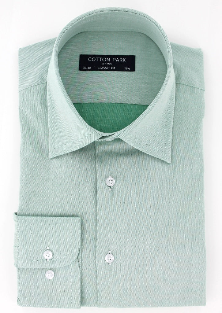 Chemise classique en twill de coton vert
