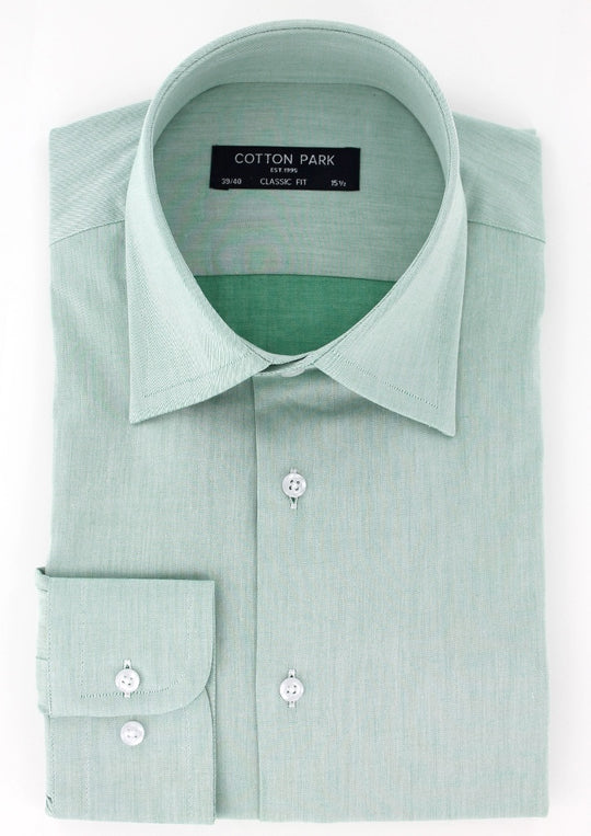 Chemise classique en twill de coton vert
