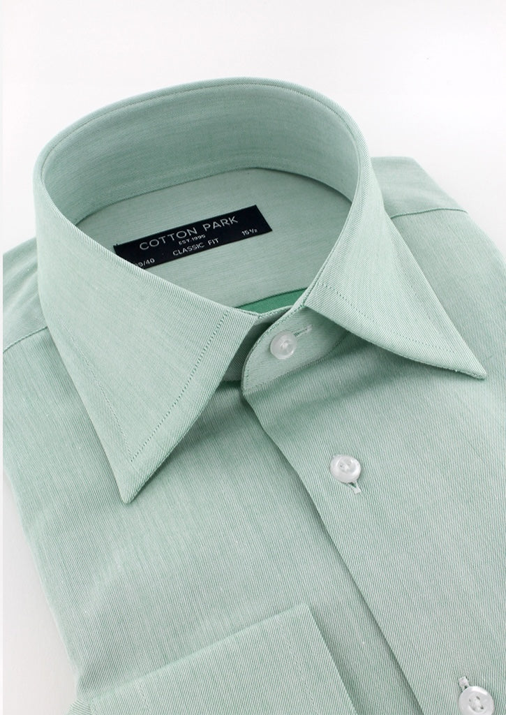 Chemise classique en twill de coton vert