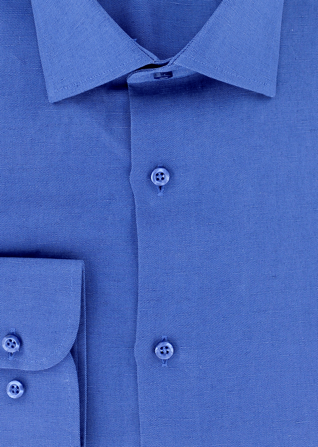 Chemise petit col classique en lin bleu royal