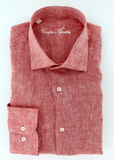 Chemise élégante pour homme en lin rouge | Cotton Park