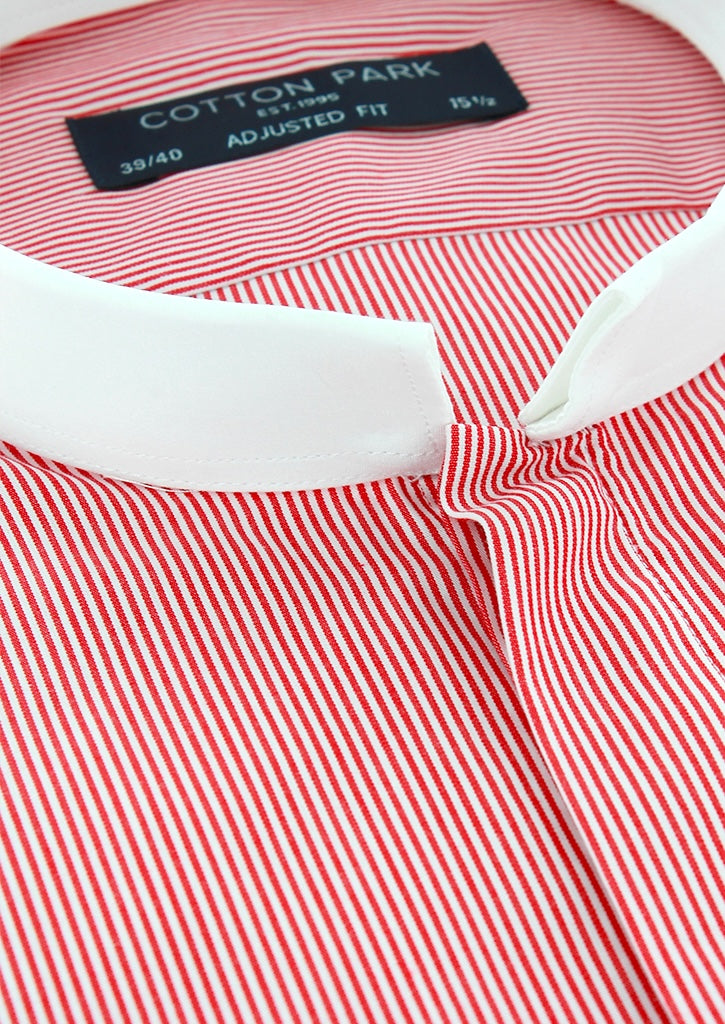 Chemise Business Rayures Rouges Chemise coupe cintrée col inversé fines rayures rouges | Cotton Park