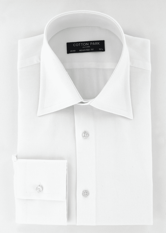 Chemise blanche natté coupe cintrée poignets transformables | Cotton Park