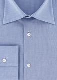 Chemise bleue natté coupe cintrée poignets transformables | Cotton Park