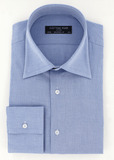 Chemise bleue natté coupe cintrée poignets transformables | Cotton Park