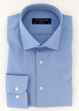Chemise bleue coupe droite en natté de coton | Cotton Park