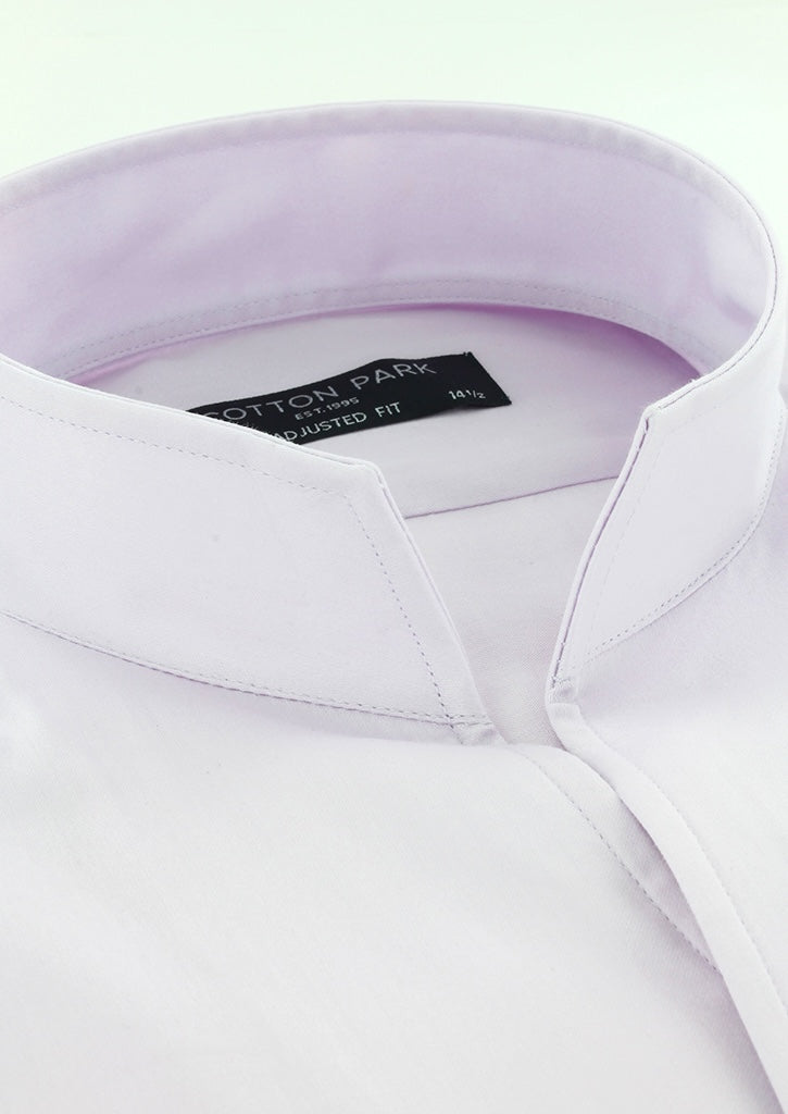 Chemise col indien en satin de coton parme