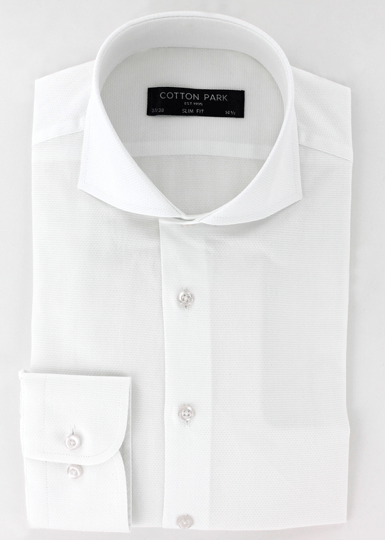 Chemise élégante pour homme en coupe classique en piqué blanc | Cotton Park
