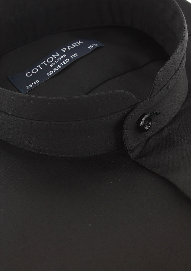 Chemise cintrée col Mao noir Cotton Park