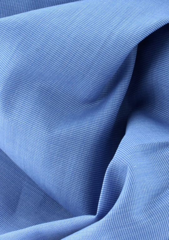 Chemise homme bleu moyen col anglais blanc et poignets contrastés