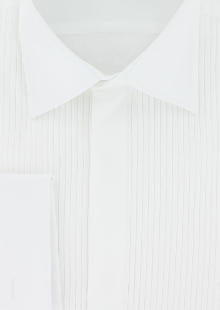 Chemise blanche plastron plissé poignets mousquetaires