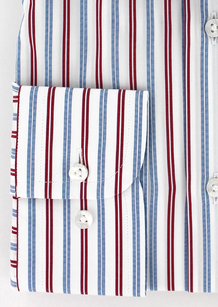 Chemise Business Rayures Rouges Chemise à rayures rouges et bleues double retors | Cotton Park