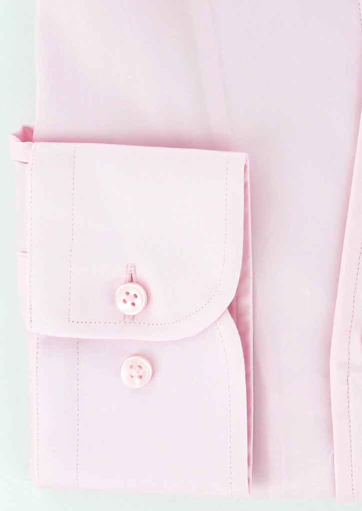 Chemise col indien en satin de coton rose