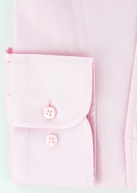 Chemise col indien en satin de coton rose