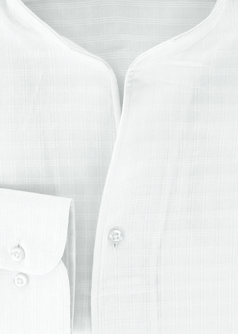 Chemise blanche col droit ouvert en satin | Cotton Park