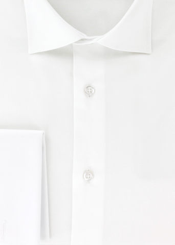 Chemise cintrée satin blanc à poignets mousquetaires | Cotton Park