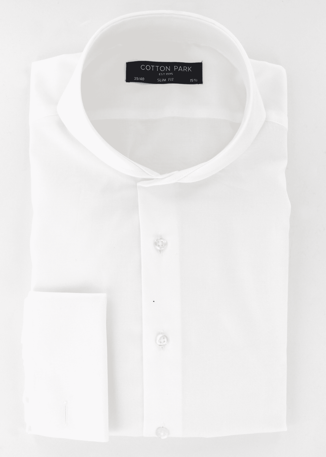 Chemise blanche col cutaway à poignets mousquetaires| Cotton Park