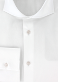 Chemise satin de coton blanc coupe cintrée poignets transformables | Cotton Park