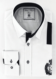 Chemise élégante pour homme sport chic à opposition noire bordée | Cotton Park