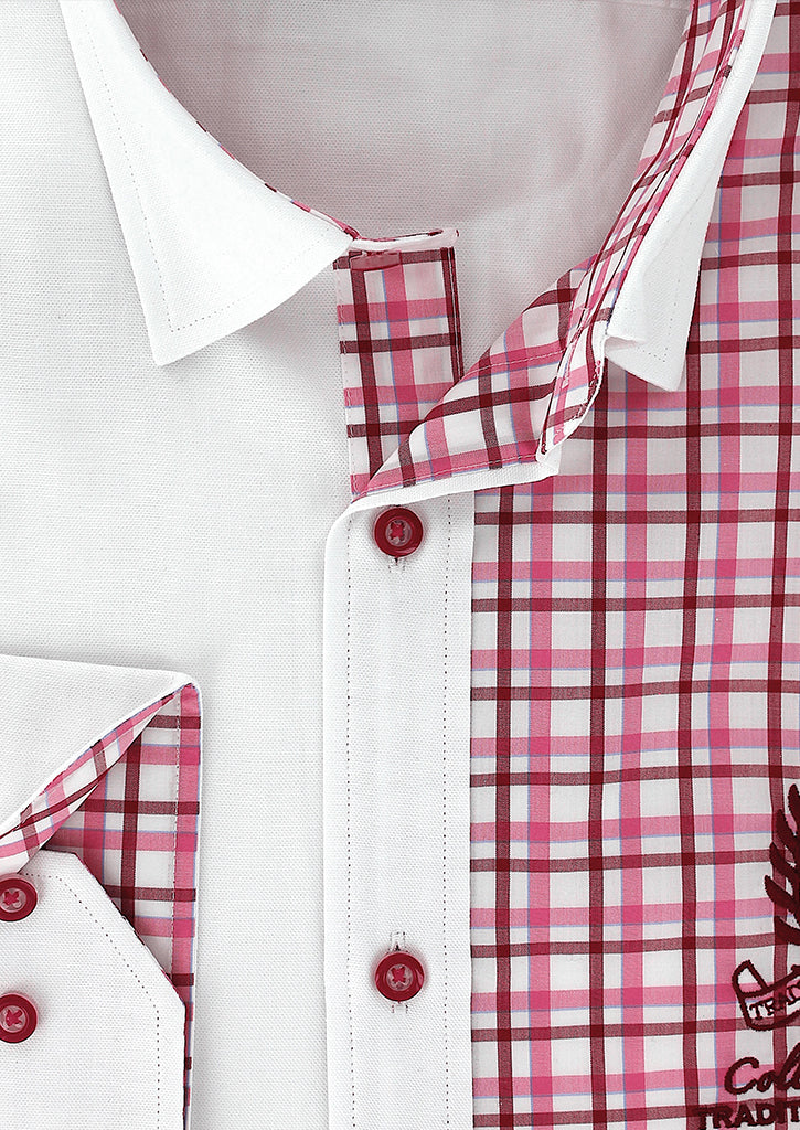 Embroidered pink check sport chic shirt