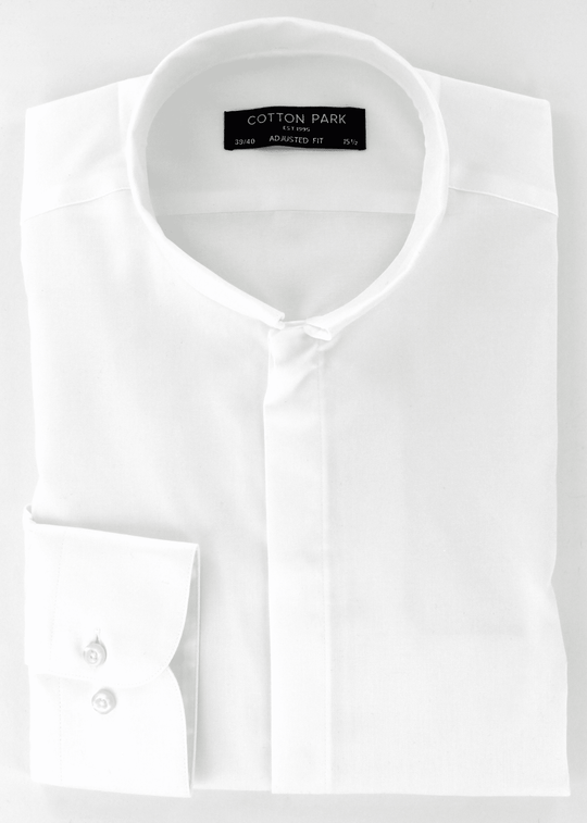Chemise élégante pour homme coupe cintrée col Inversé twill blanc | Cotton Park