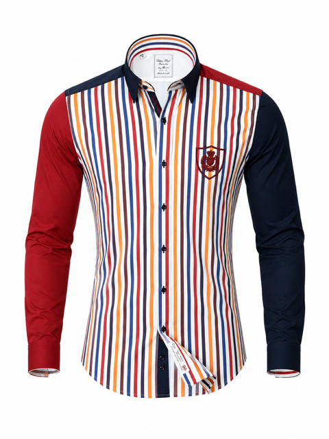 Embroidered chic yellow check sports shirt