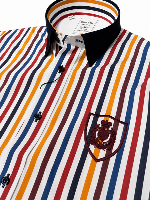 Embroidered chic yellow check sports shirt