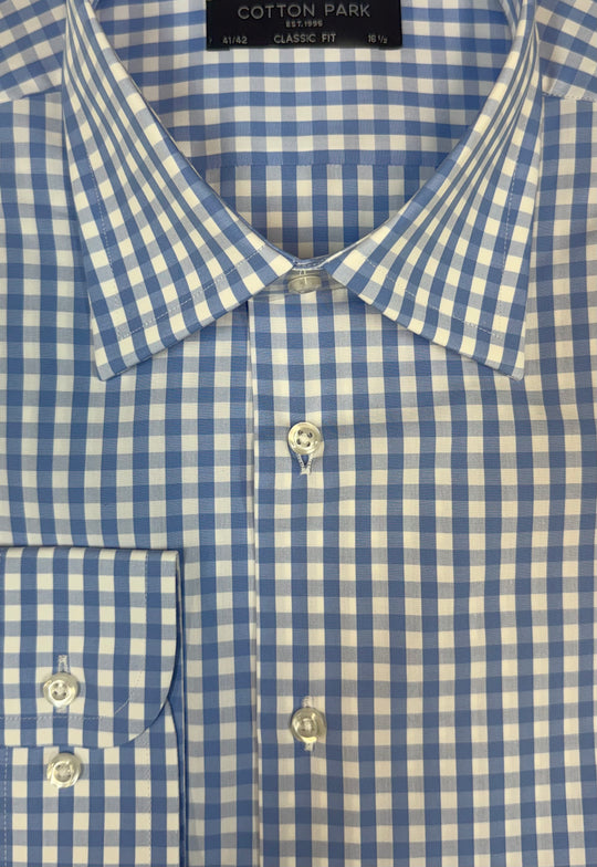 Chemise en popeline vichy bleu