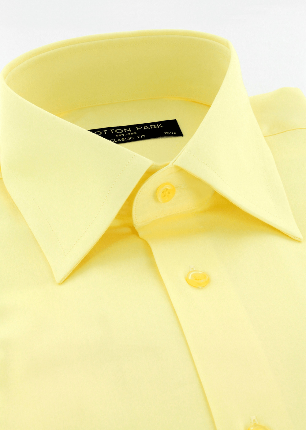 Col classique en satin de coton jaune | Cotton Park