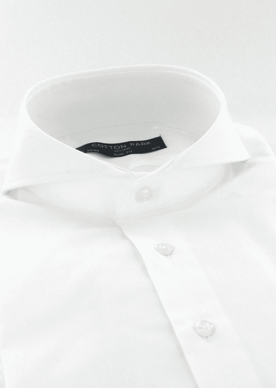 Chemise blanche col cutaway à poignets mousquetaires | Cotton Park