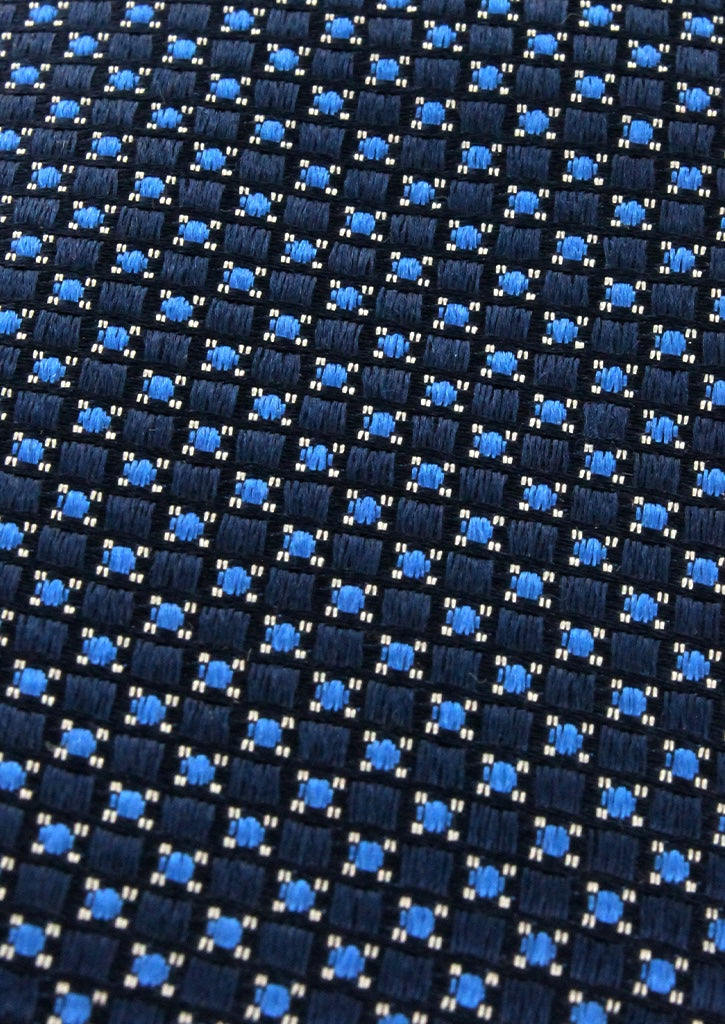 Cravate en Soie Bleu Marine Homme à Micro Motifs Bleu Ciel
